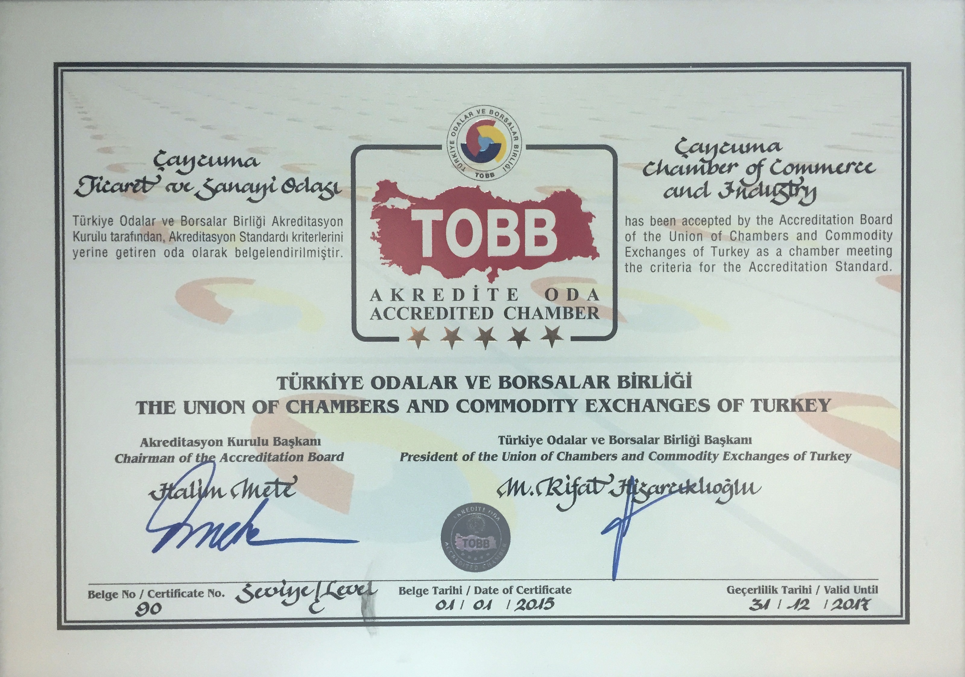 Akredite Oda Sertifikası